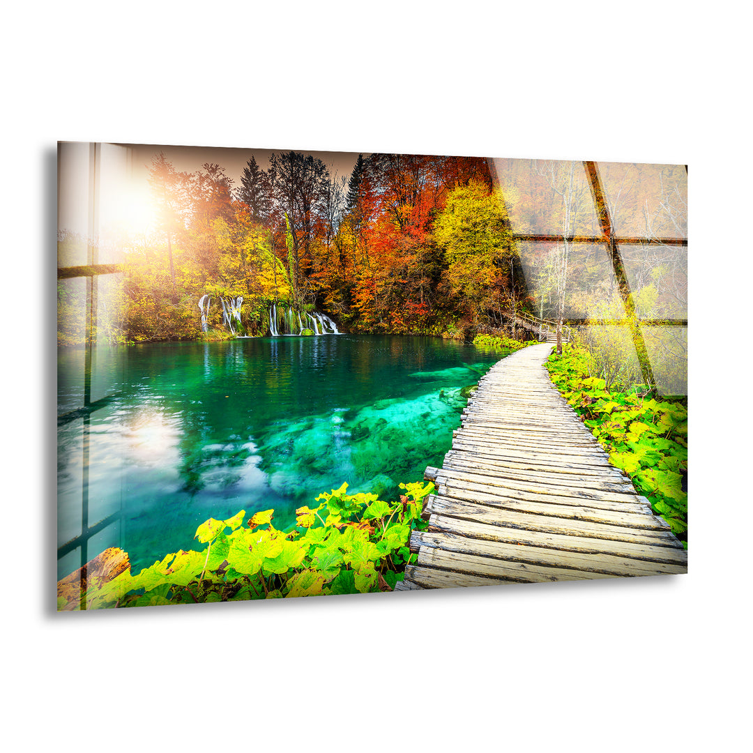 Plitvice Lake Landscape Glass Wall Art glass image printing, glass prints from photos