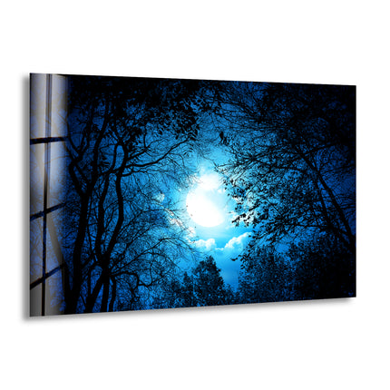 Mysterious Night Forest Glass Wall Art glass art painting, glass art for the Wall