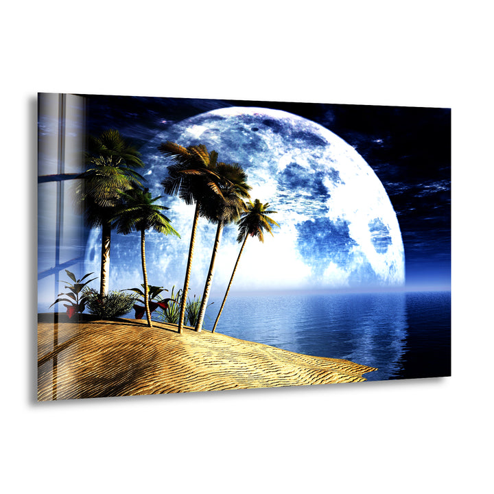 Fantastic Moon Landscape Glass Wall Art photo print on glass, prints on glass wall art