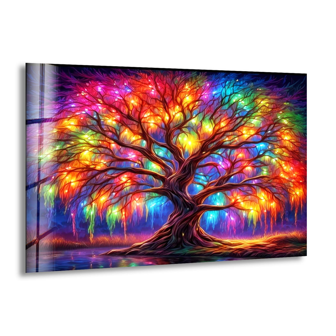 Colorful Life of Tree Glass Wall Art, print on glass, glass printed photos