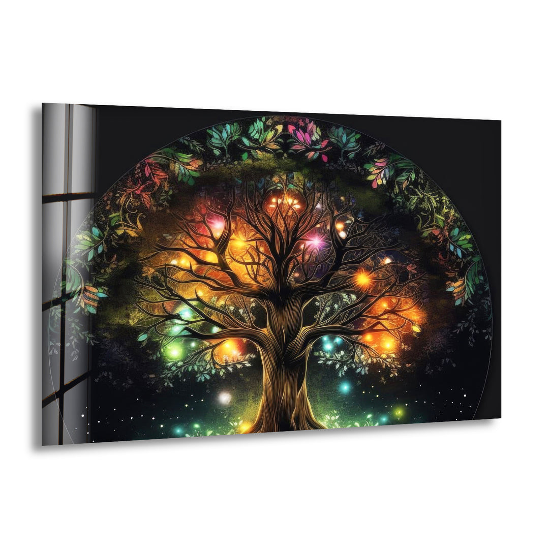 Glowing Life of Tree Glass Wall Art, print on glass, glass printed photos