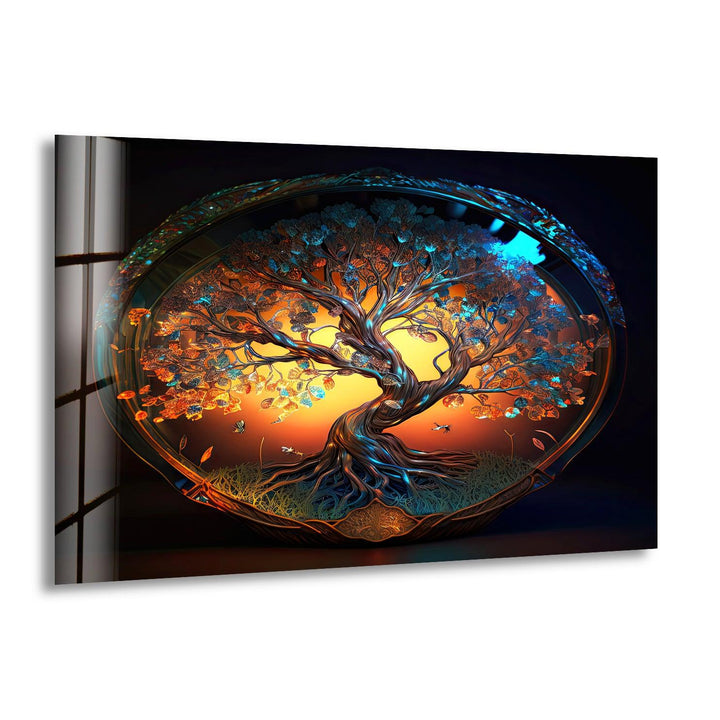 Tree Of Life Round Glass Wall Art, print on glass, glass printed photos