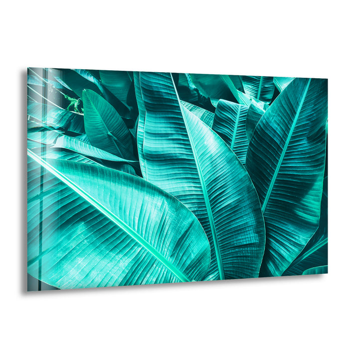 Tropical Banana Leaf Glass Wall Art, print on glass, glass printed photos