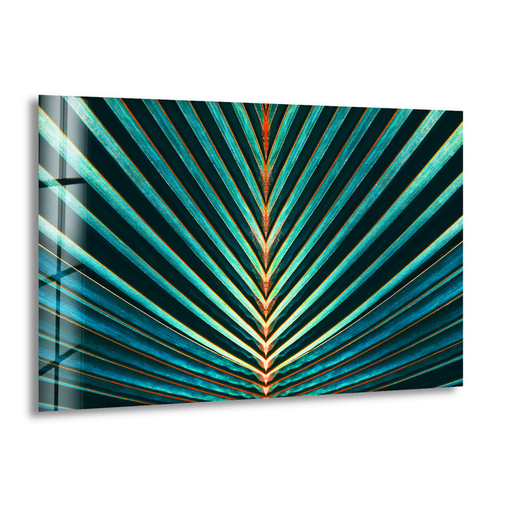 Green Palm Leaf Glass Wall Art, print picture on glass, Tempered Glass Wall Art