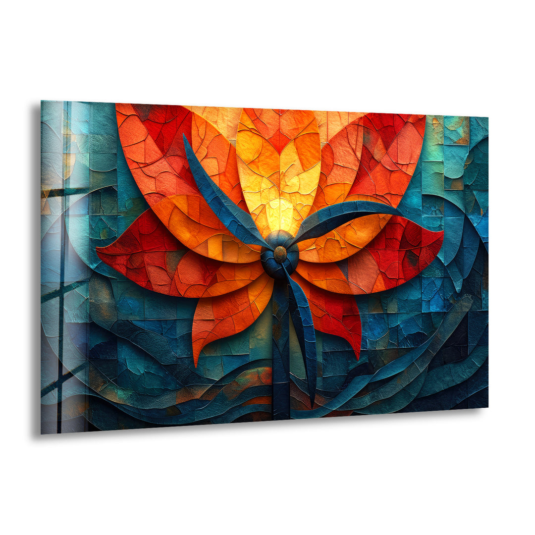 Colorful Mosaic Flower Glass Wall Art, print picture on glass, Tempered Glass Wall Art