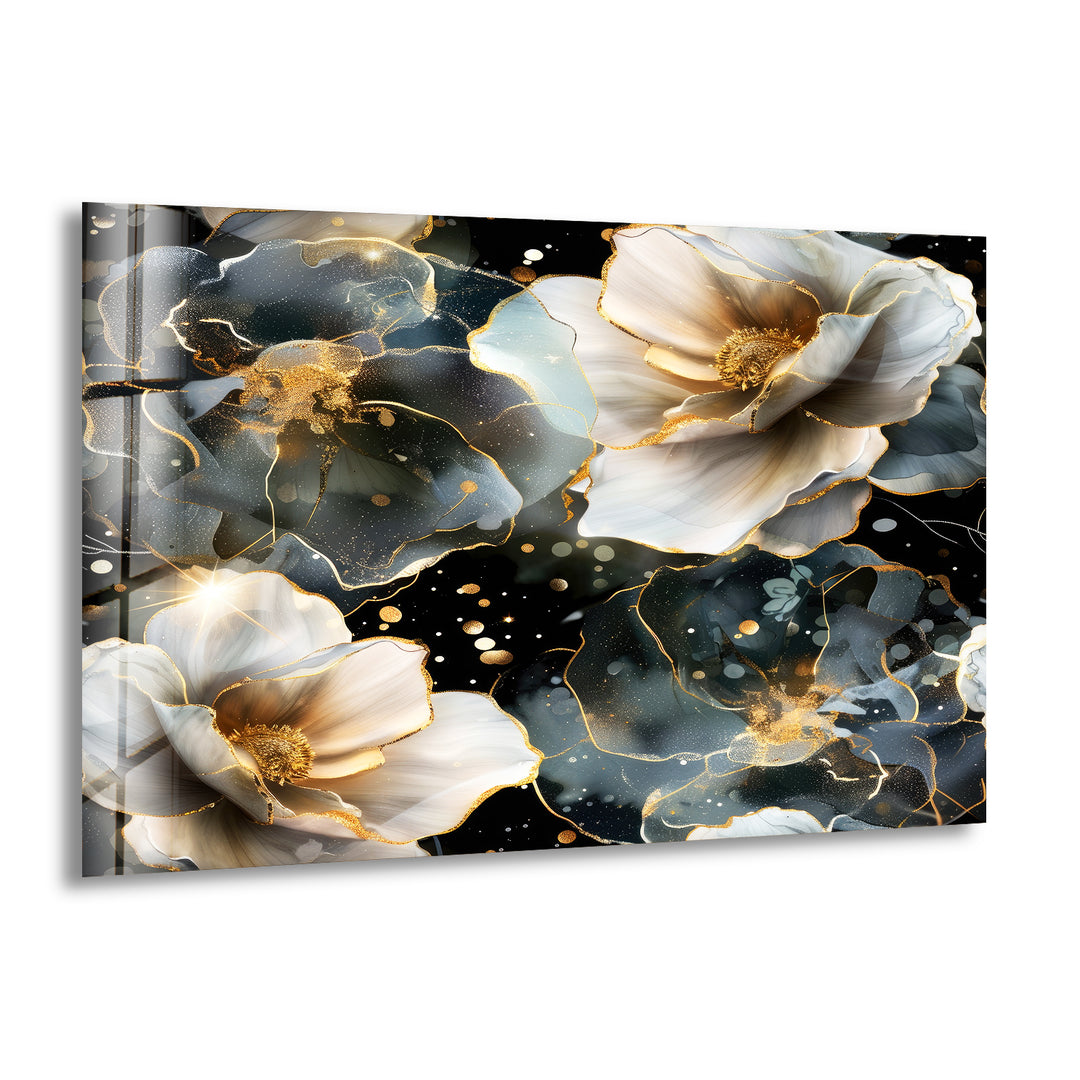 Alcohol Ink Floral Glass Wall Art, print on glass, glass printed photos