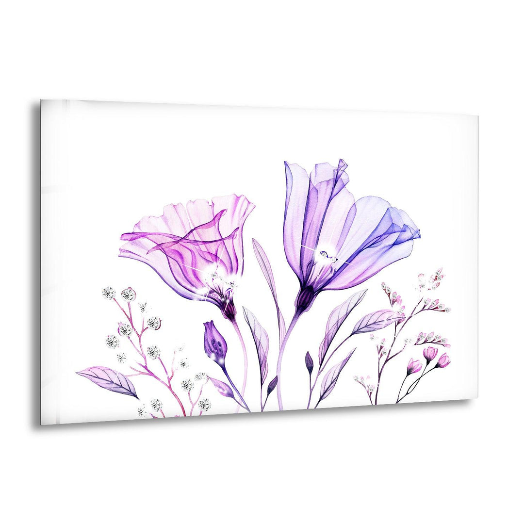 Watercolor Lisianthus Bouquet Glass Wall Art, print on glass, glass printed photos