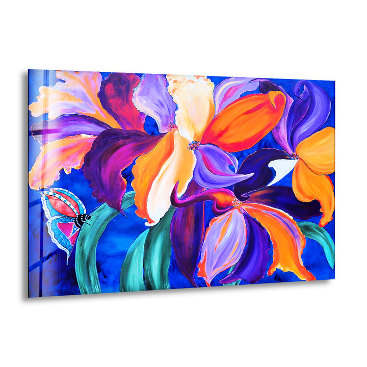 Iris Abstract Painting Glass Wall Art, print on glass, glass printed photos