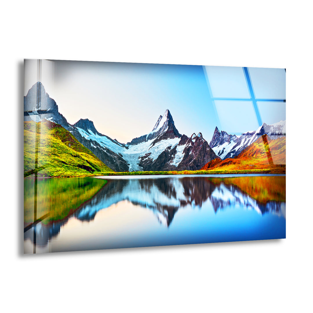 Sunrise Landscape on Mountain Glass Wall Art print picture on glass, Tempered Glass Wall Art