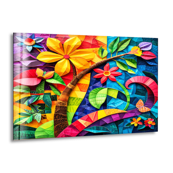 Abstract Colorful Flower Glass Wall Art, print on glass, glass printed photos