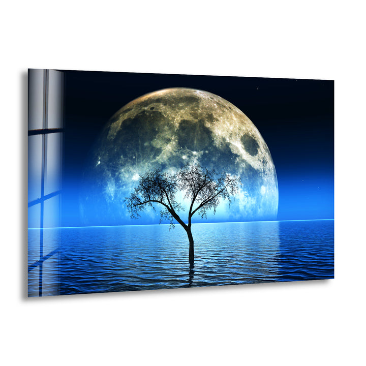 Fantastic Night Moon Glass Wall Art custom glass photo prints, large glass prints