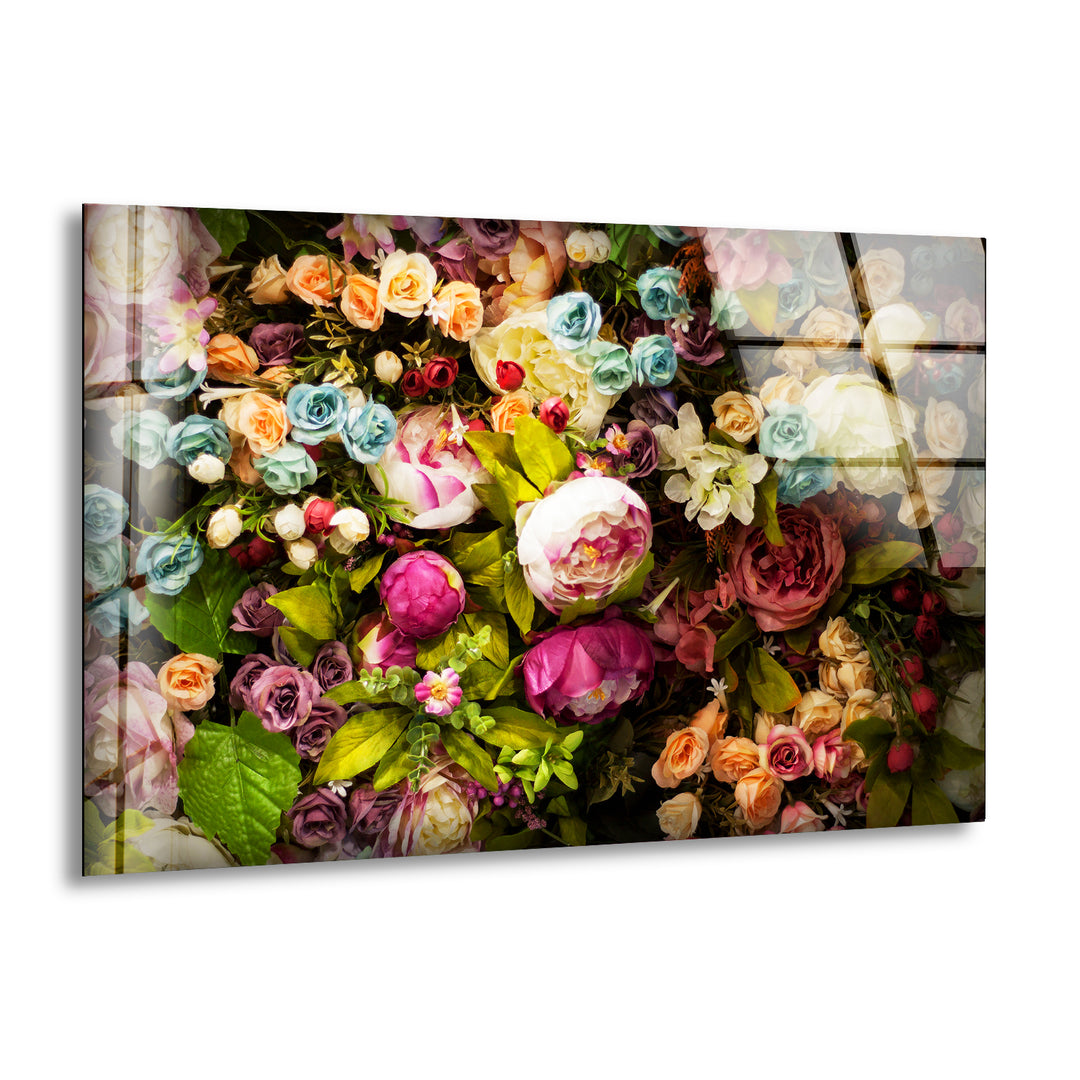 Colorful Roses Flowers Glass Wall Art, print picture on glass, Tempered Glass Wall Art
