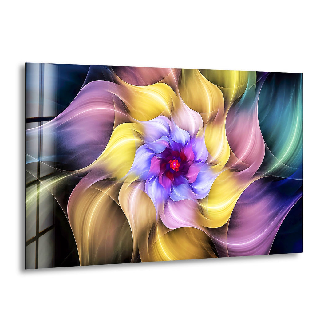 Fractal Colorful Flower Glass Wall Art, print on glass, glass printed photos