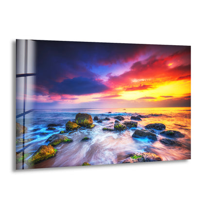 Brilliant Sunset Landscape Glass Wall Art print on glass, glass printed photos