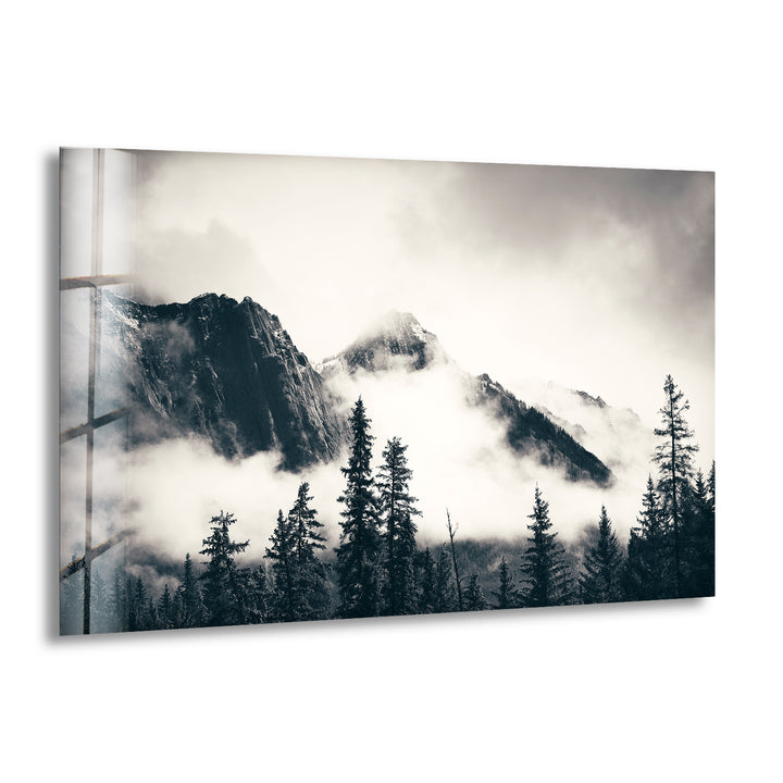 Foggy Mountains Banff Glass Wall Art large glass photo prints, glass wall photos