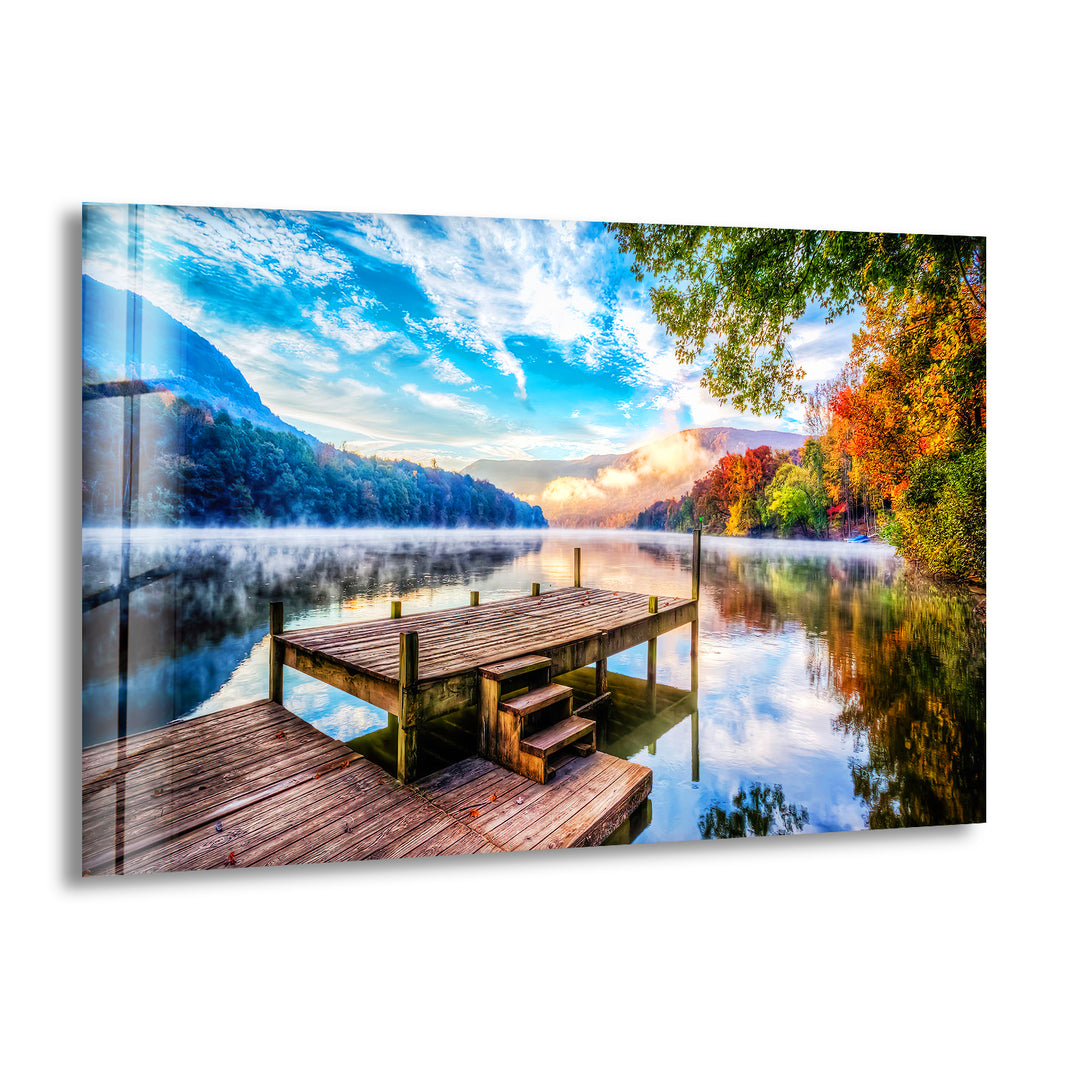 Lake & Mountain Landscape Glass Wall Art custom glass pictures, glass art prints