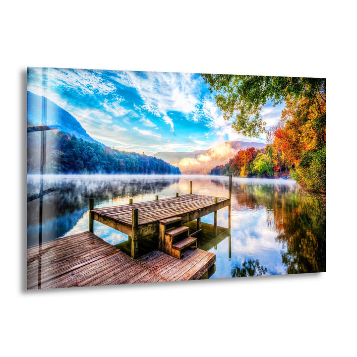 Lake & Mountain Landscape Glass Wall Art custom glass pictures, glass art prints