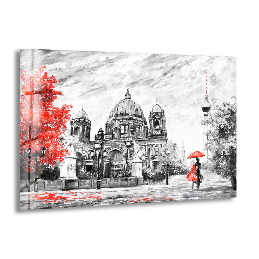 Berlin Street View Glass Wall Art, print picture on glass, Tempered Glass Wall Art