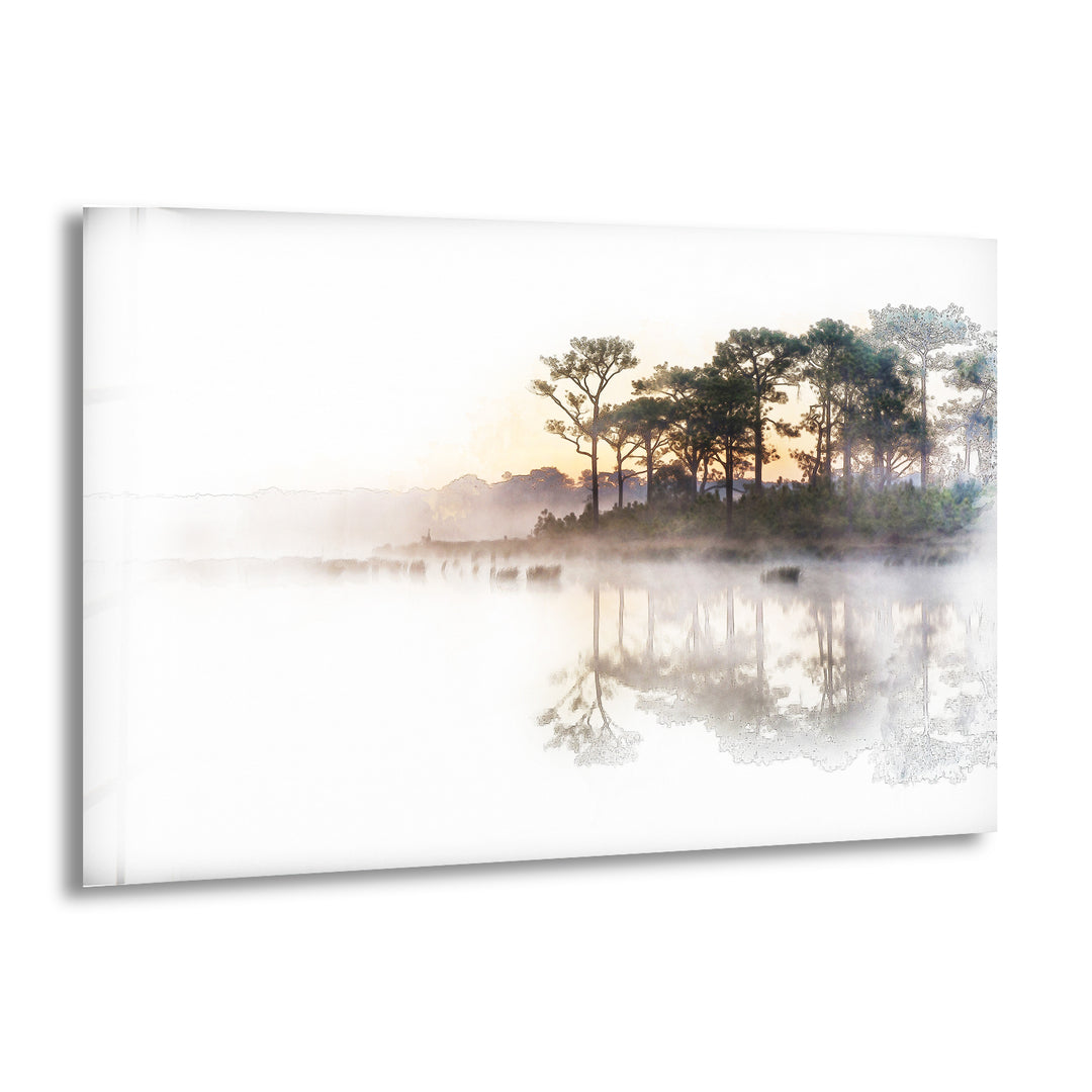 Sunrise Reflected In Lake Glass Wall Art picture on glass wall art, photos printed on glass