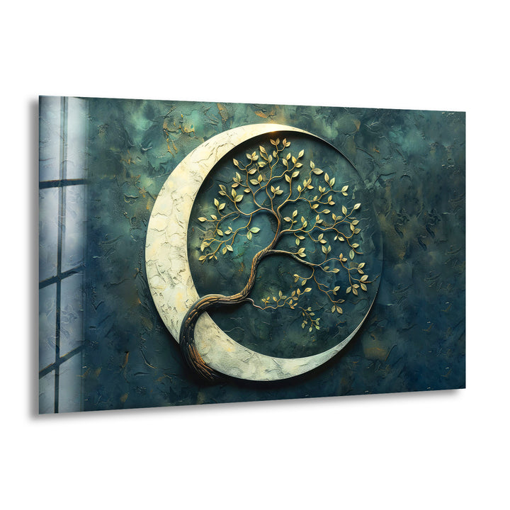 Moon Tree Marble Glass Wall Art large glass photo prints, glass wall photos