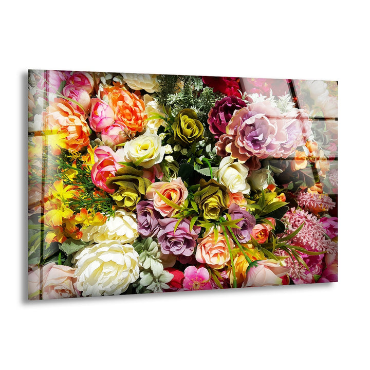 Mixed Flowers Glass Wall Art, print picture on glass, Tempered Glass Wall Art