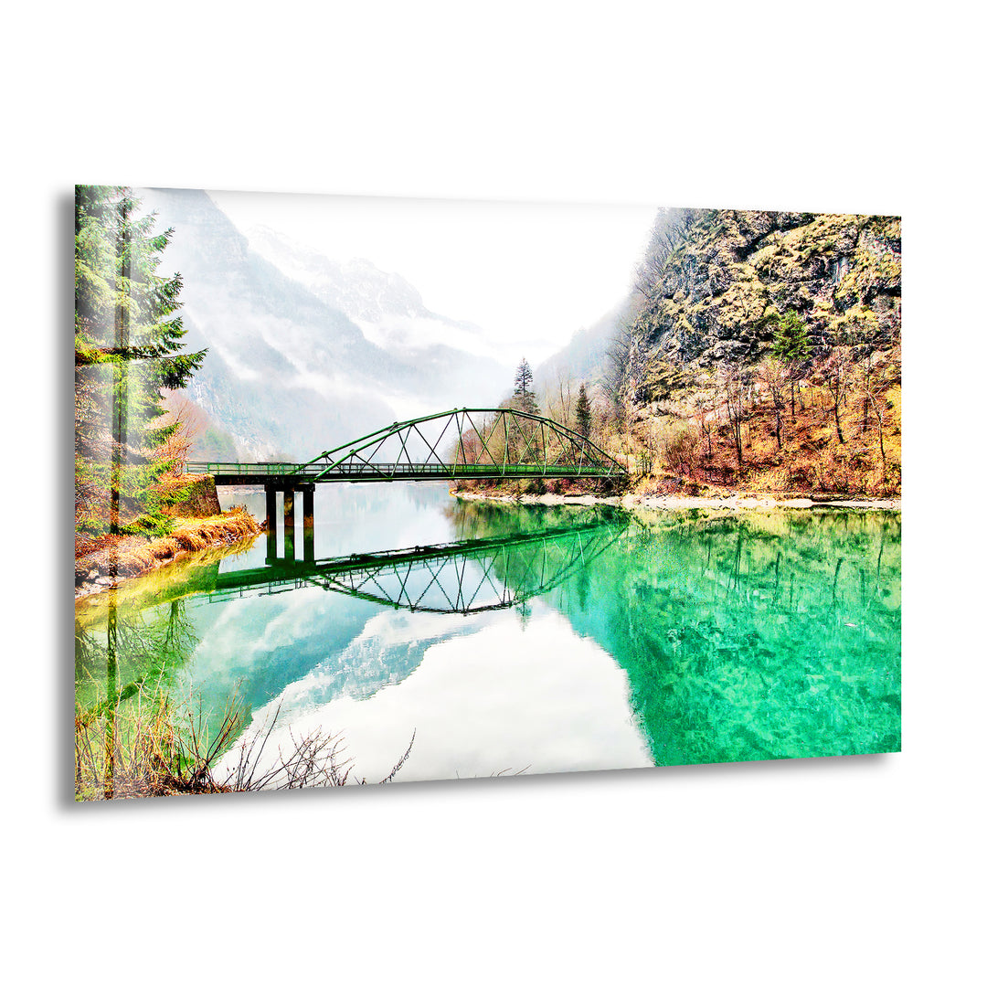 Bridge Over a Lake Glass Wall Art glass image printing, glass prints from photos