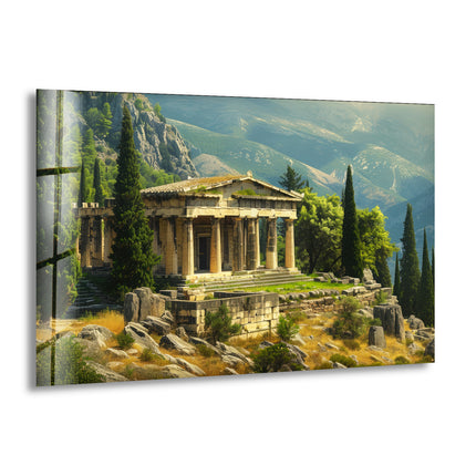 Ancient Greek Temple Glass Wall Art