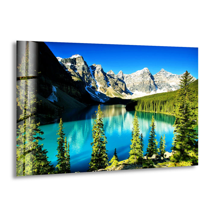 Moraine Lake Nature Glass Wall Art glass image printing, glass prints from photos