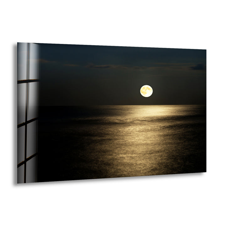 Full Moon Rising Glass Wall Art print on glass, glass printed photos