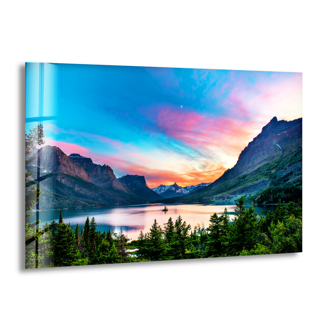 Saint Mary Lake Glass Wall Art picture on glass wall art, photos printed on glass