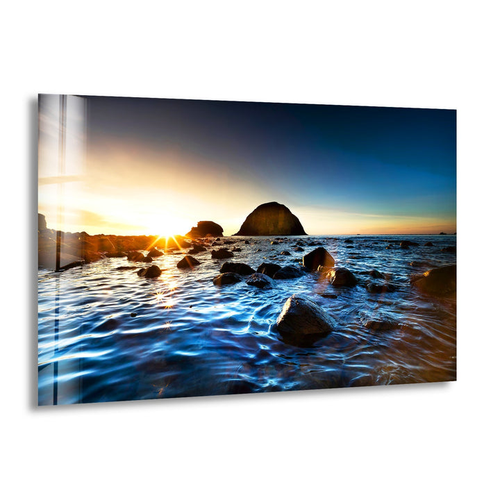 Rocky Shore Landscape Glass Wall Art print on glass, glass printed photos