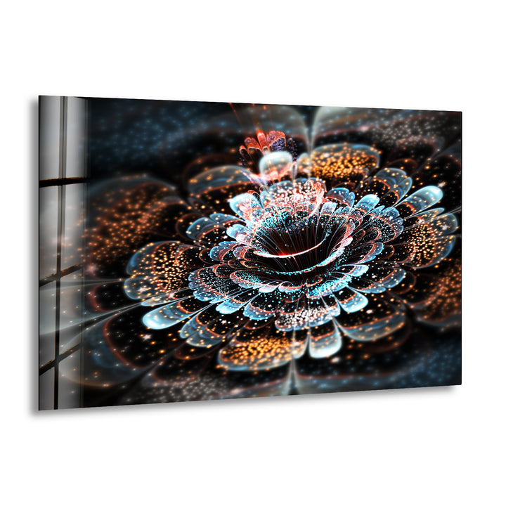 Abstract Fractal Flower Glass Wall Art, print picture on glass, Tempered Glass Wall Art
