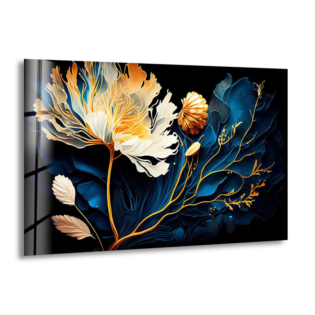 Botanical Flower Alcohol Ink Glass Wall Art, print picture on glass, Tempered Glass Wall Art