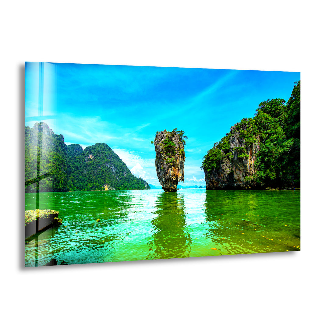 Phang Nga Bay Landscape Glass Wall Art custom glass pictures, glass art prints