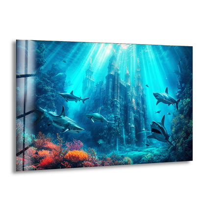 Underwater Atlantis Glass Wall Art, print picture on glass, Tempered Glass Wall Art