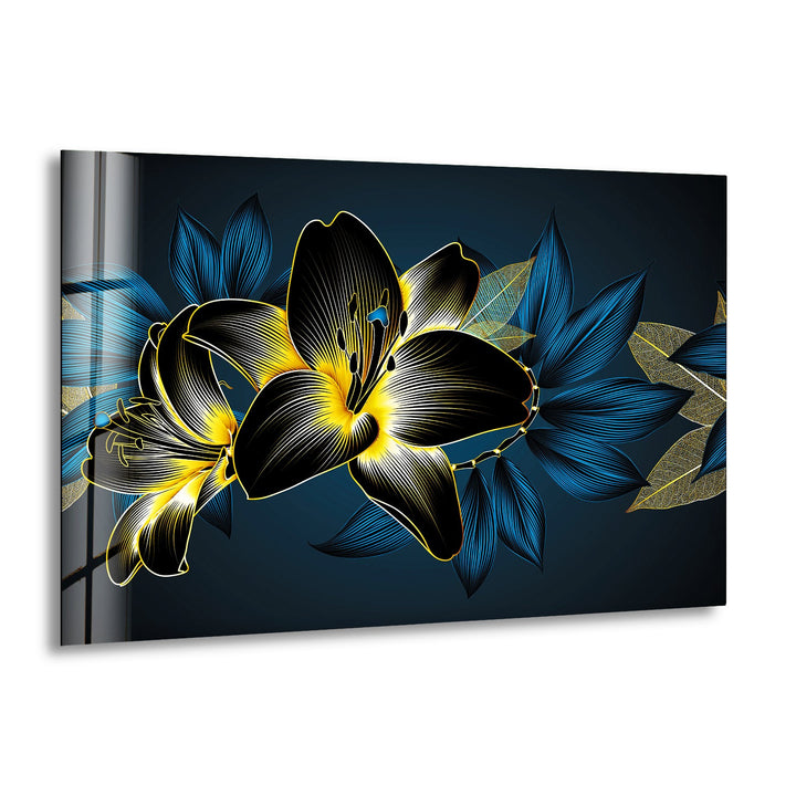 Vintage Luxury Floral Glass Wall Art, print picture on glass, Tempered Glass Wall Art