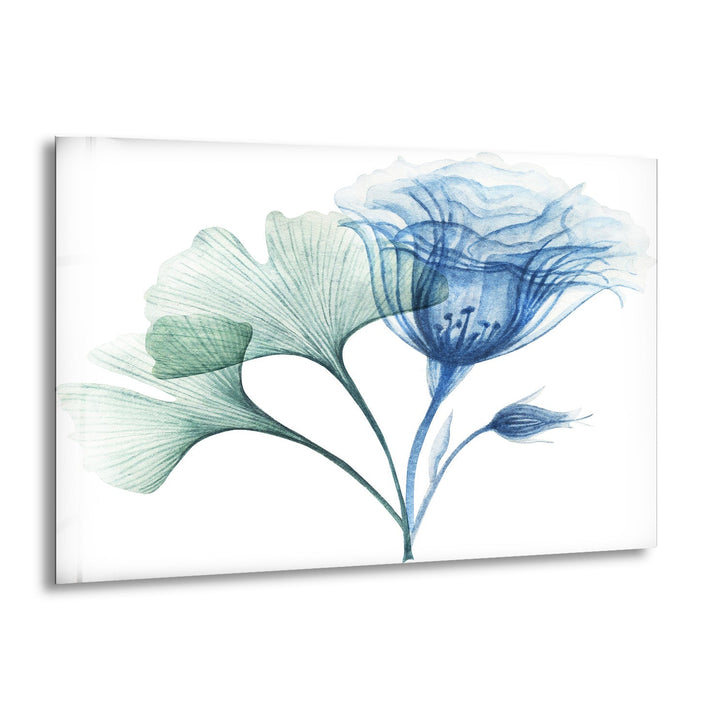 Watercolor Pastel Blue Flowers Glass Wall Art, print picture on glass, Tempered Glass Wall Art