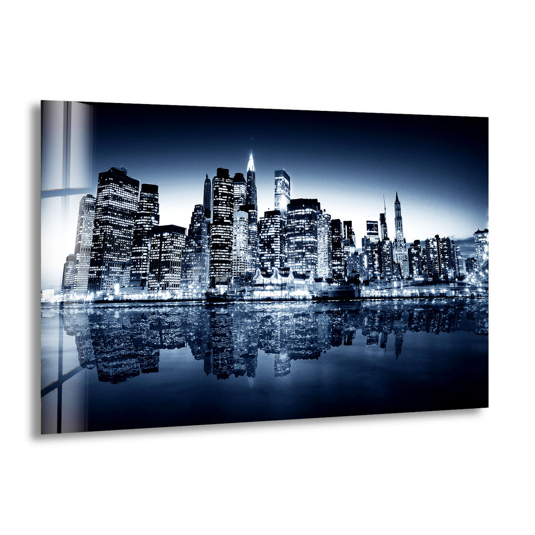 New York City Downtown Glass Wall Art, glass art painting, glass art for the Wall