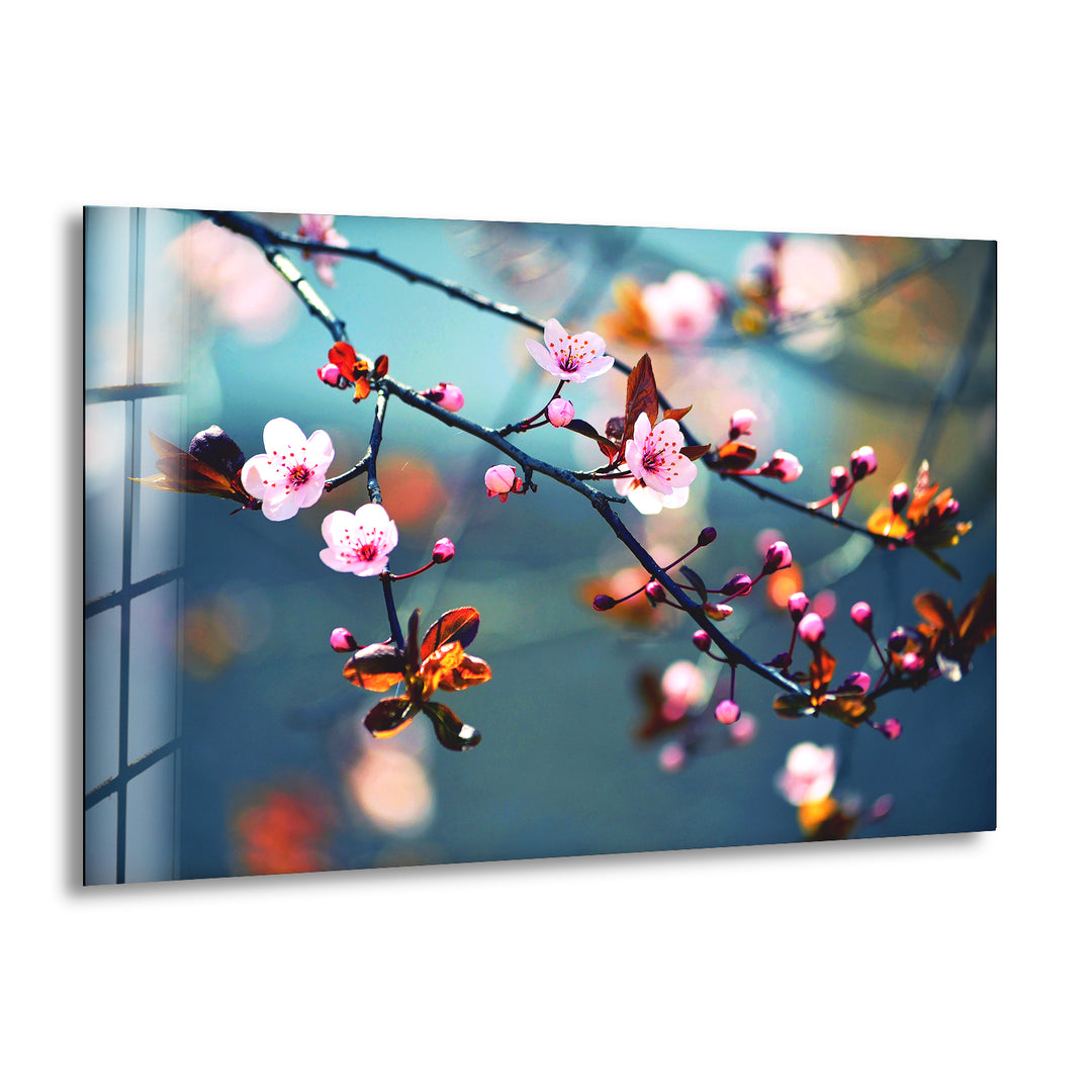 Sakura Cherry Blossom Glass Wall Art, print picture on glass, Tempered Glass Wall Art