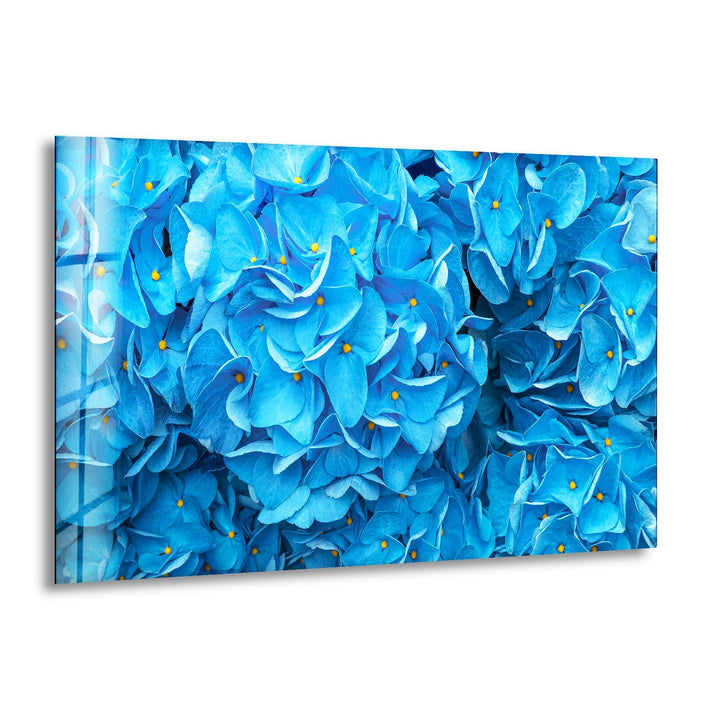 Blue Hydrangeas Glass Wall Art, print picture on glass, Tempered Glass Wall Art