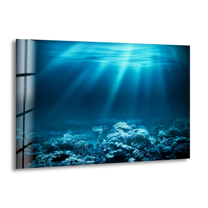 Deep Ocean Blue Glass Wall Art             glass wall decor, glass wall art decor