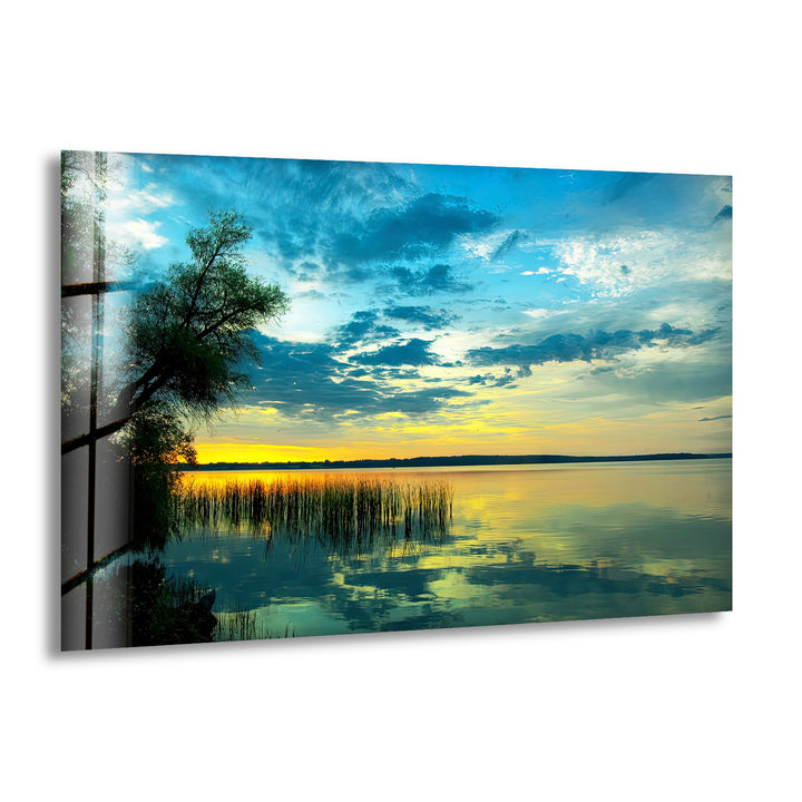 Gentle Sunrise Over The Lake Glass Wall Art Glass Printing Wall Art, Print photos on glass