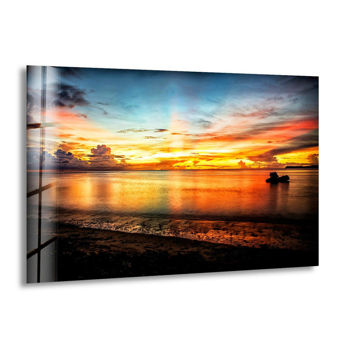 Sunset Orange Landscape Glass Wall Art photo print on glass, prints on glass wall art