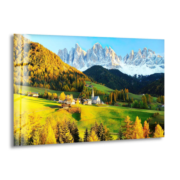 Val Di Funes Landscape Glass Wall Art art glass wall art, glass wall art pictures