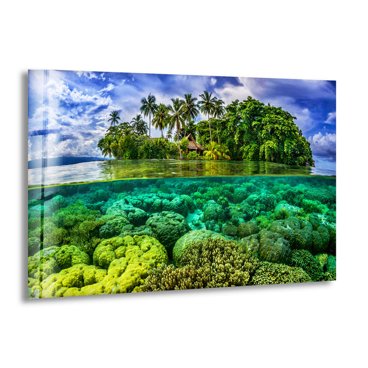 Tropic Island & Under Ocean Glass Wall Art glass art painting, glass art for the Wall