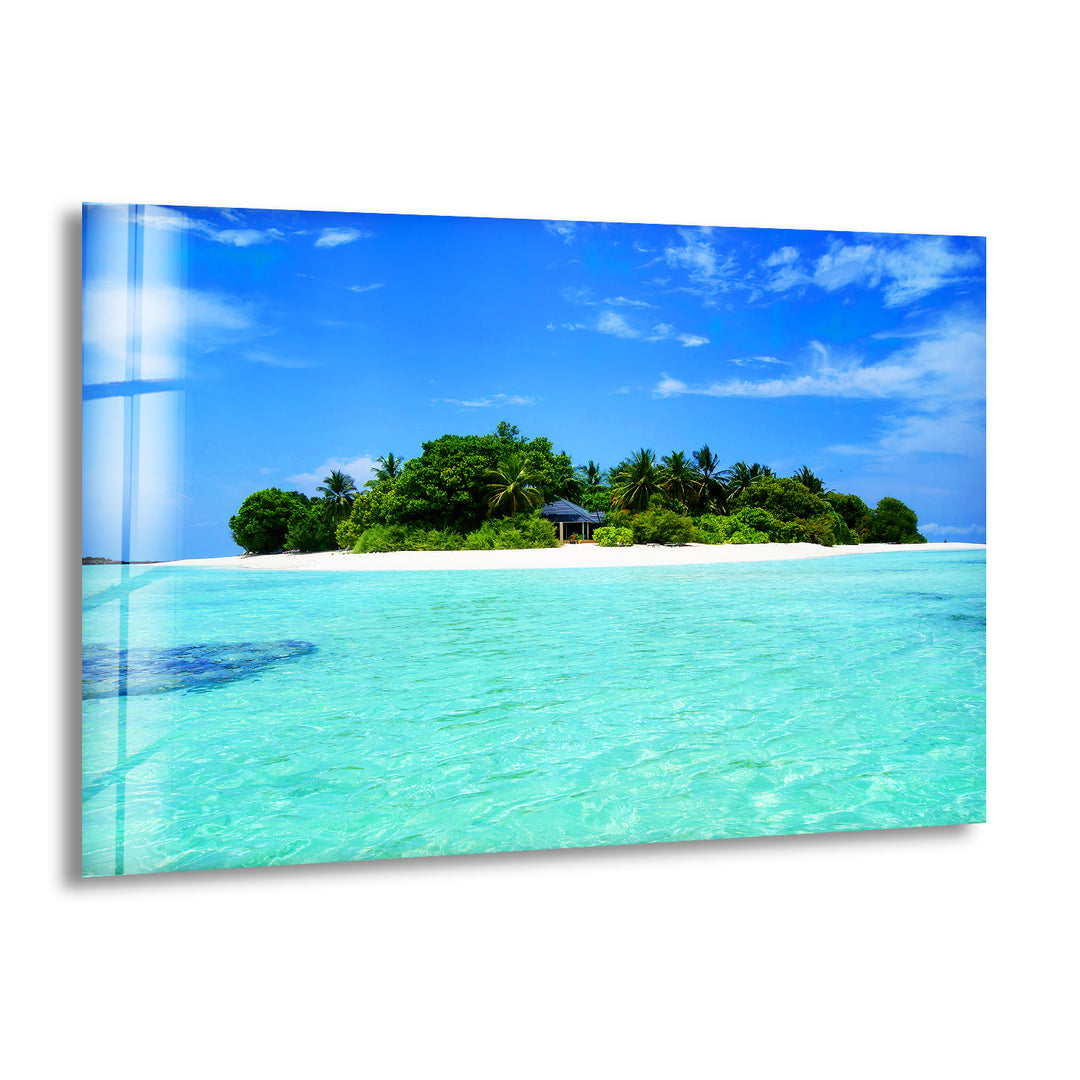 Sandy Island in The Ocean Glass Wall Art Glass Printing Wall Art, Print photos on glass