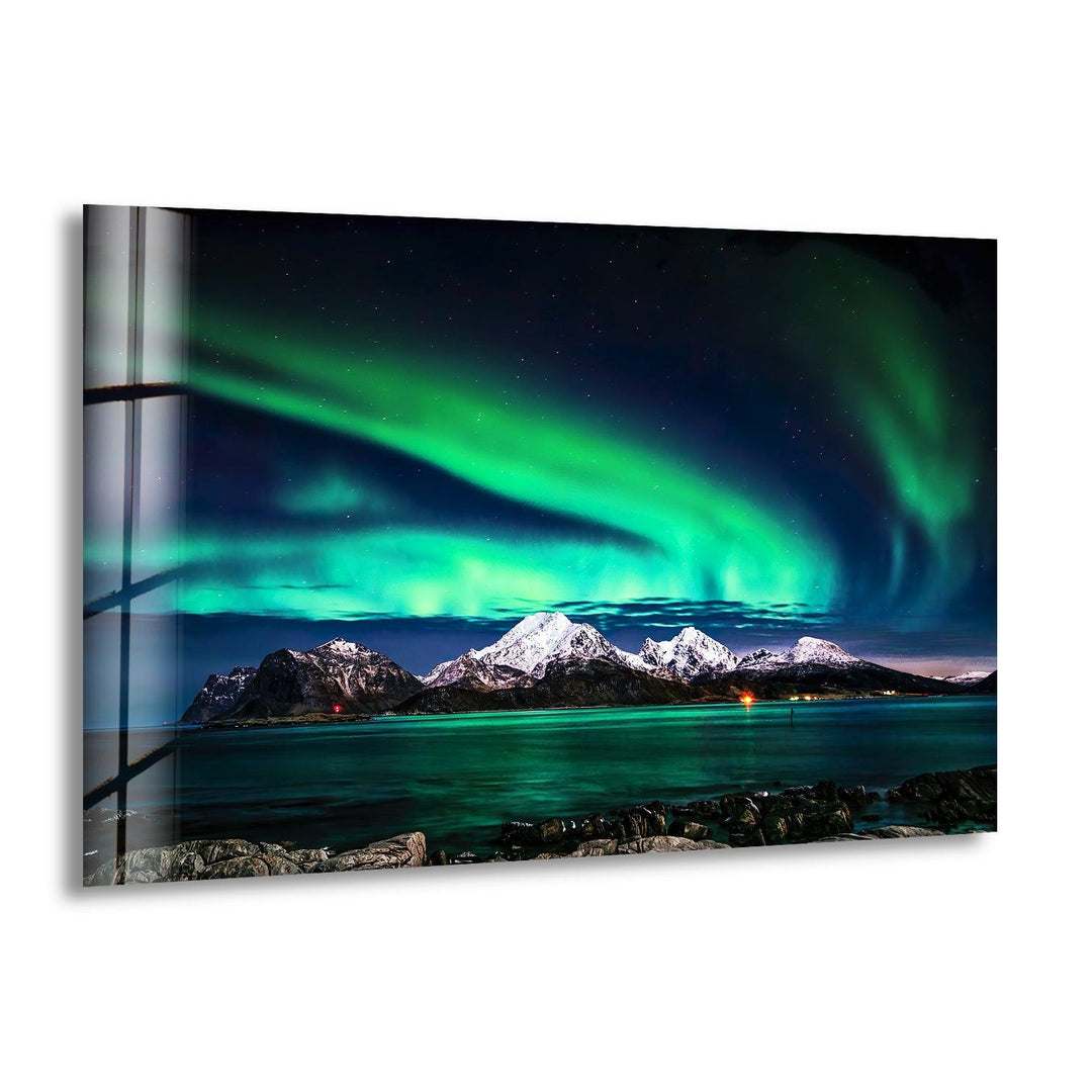 Northen Lights in Iceland Glass Wall Art photo print on glass, prints on glass wall art