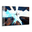 City Photo and Plane Glass Wall Art