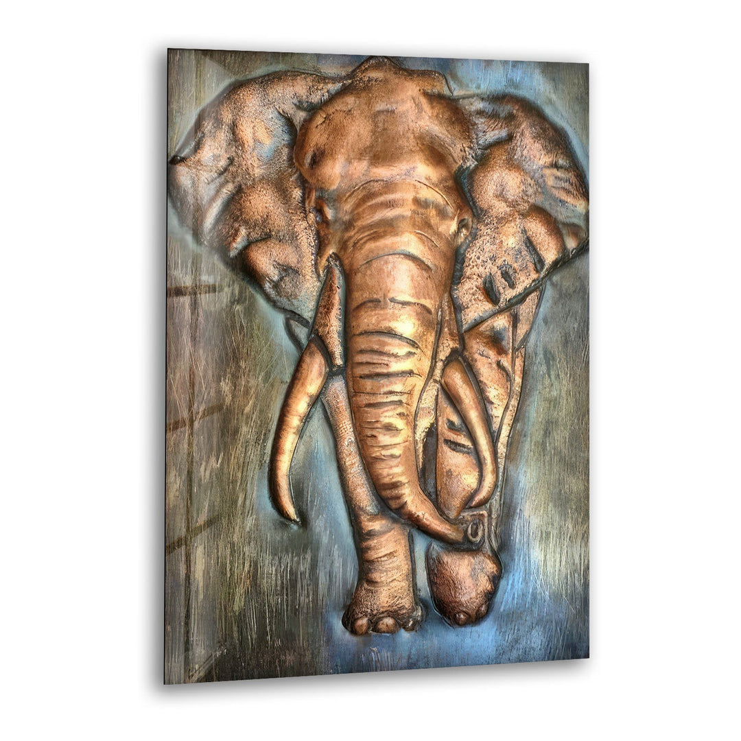 Elephant Bronze Art Glass Wall Art Glass Printing Wall Art, Print photos on glass
