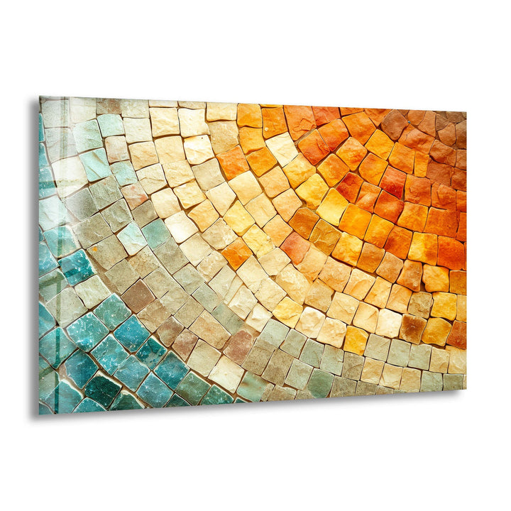 Orange & Beige Stones Glass Wall Art print picture on glass, Tempered Glass Wall Art
